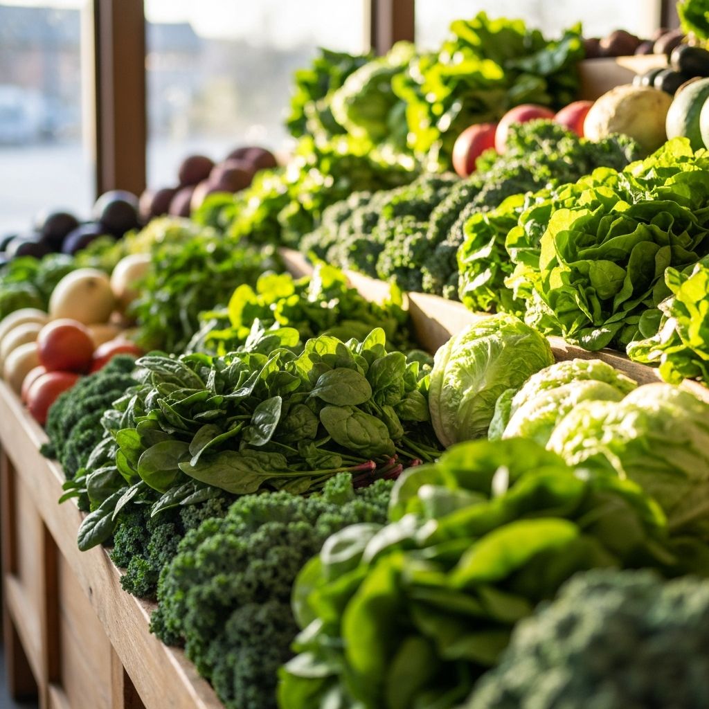 Fresh leafy greens and whole plant foods